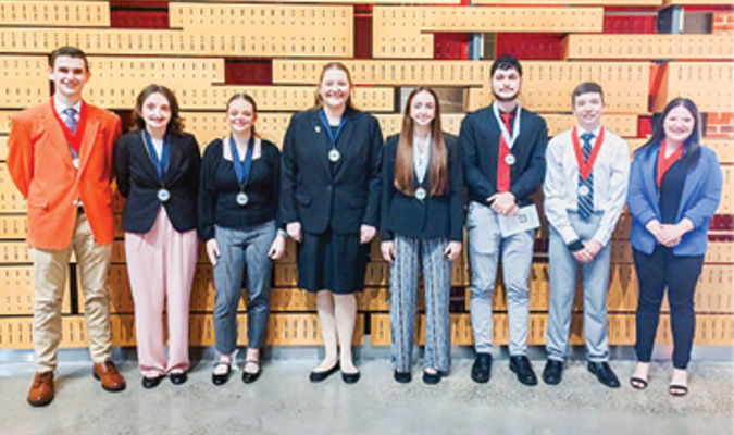Thomas Walker students that placed at the Spring Regional Conference are shown, left to right: Ean Sandefur, Taylor Epperly, Kamryn Lee, Chloe Marcum, Sarah McPherson, Dusan Grbin, J. D. Odle, Savannah Smith; Not pictured: Tanner Epperly.