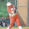 Chloe Calton blasts a double during Lee’s Mountain 7 District victory over Ridgeview with Calton driving in four runs in the 9-2 win.