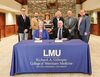 Pictured in front are: LMU-CVM Dean Stacy Anderson, and VDACS Commissioner Joseph Guthrie. In back are Tyler Lester (Legislative Director to State Senator Todd Pillion), Christopher “Kit” Kelly (LMU-CVM DVTC Medical Director), Ann Slemp (President of the Lee County Farm Bureau), Emily Edmondson (Board of Directors, District 1, VA Farm Bureau and Cattle Producer), David “Wayne” Campbell (President of the Virginia Cattlemen’s Association and Cattle Producer), and Cody Mumpower (Deputy District Director for U.S. Representative Morgan Griffith).